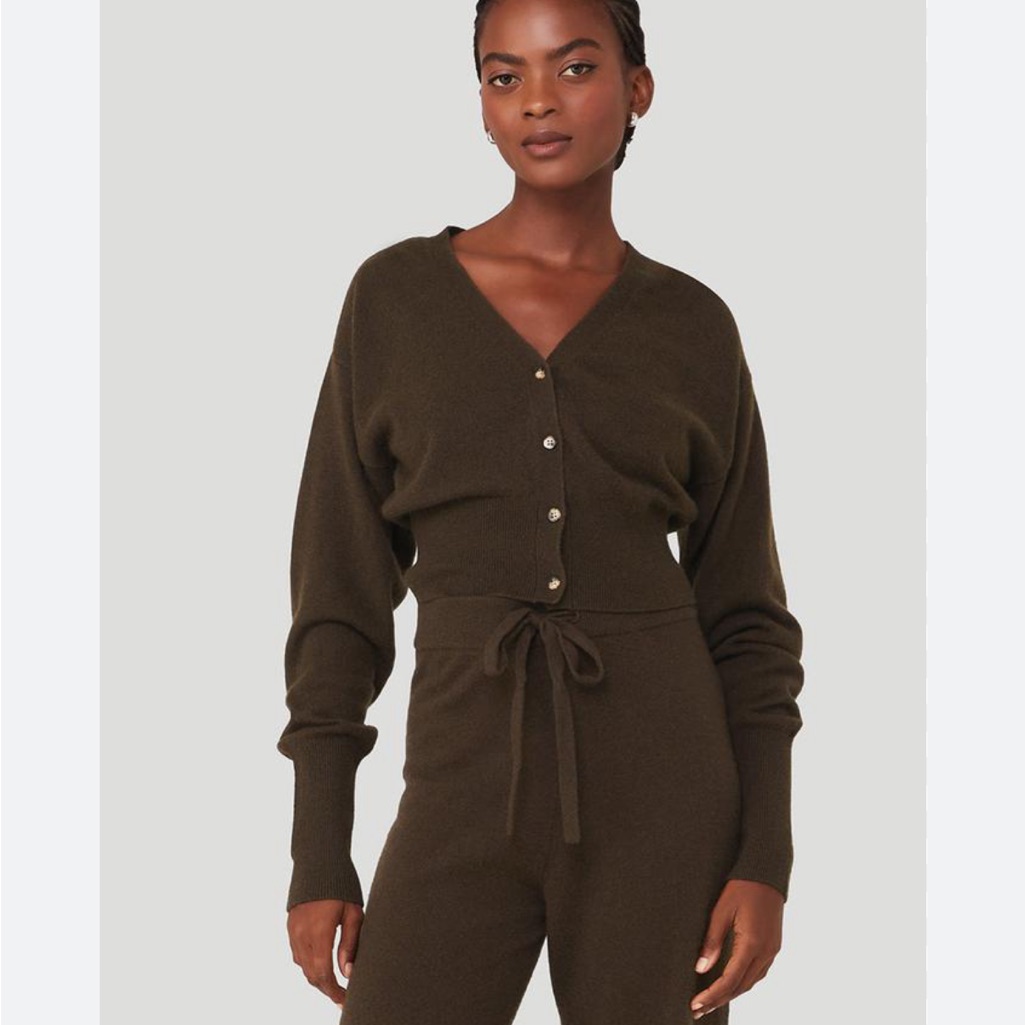 Like New Alo Cashmere Jet Set Cardigan, Espresso, Size Xs